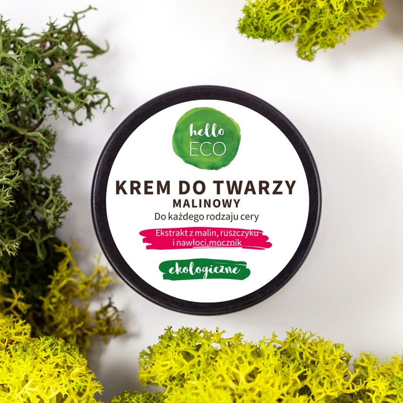 Krem do twarzy, malinowy, 30 ml do każdego rodzaju cery, Ekstrakt z malin, ruszczyku i nawłoci, mocznik